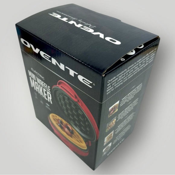 Ovente Electric Mini Waffle Maker, 4-Inch Non-Stick Plates, Red! - Picture 4 of 6